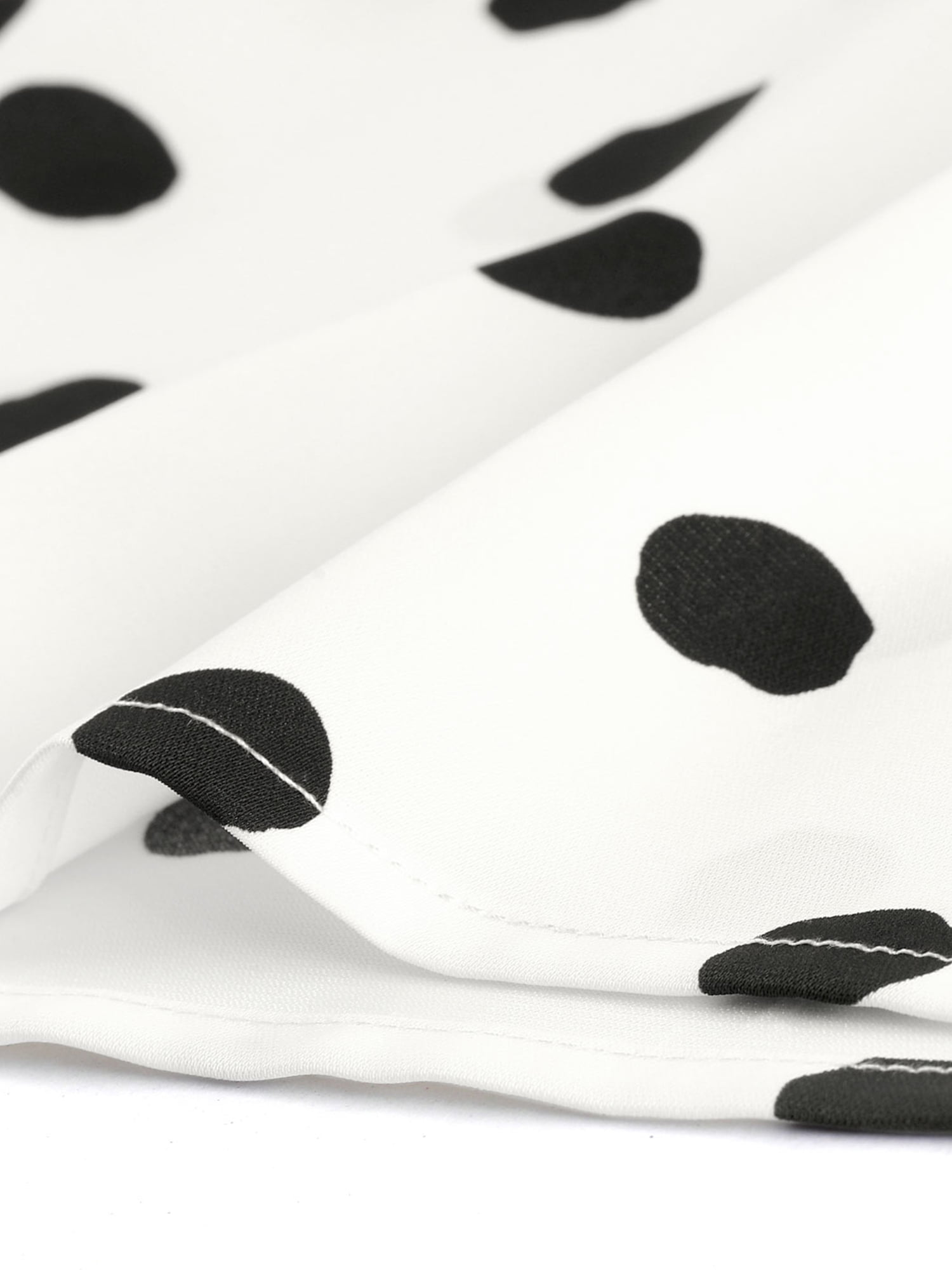 Unique Bargains Women's Polka Dots Belted Elastic Waist Vintage Midi A-Line Skirt XS White-Polka Dot