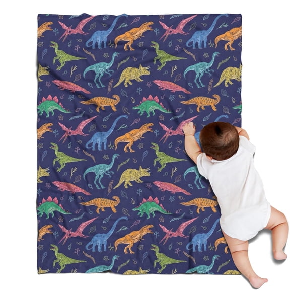 Colorful Cartoon Dinosaurs Plants Pattern Blanket,Comfortable Soft Lamb Wool Throw Blanket,All Season,Warm Lightweight Blankets for Sofa Bed Couch Living Room Chair,30"x40"