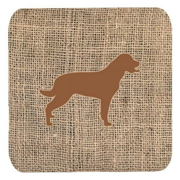 Labrador Burlap and Brown Foam Coasters, Set - 4