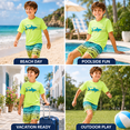 thumbnail image 3 of Big Chill Boys' Rash Guard Set - UPF 50+ Short Sleeve Swim Shirt and Bathing Suit Trunks - Swimwear Set for Boys (4-14), 3 of 7