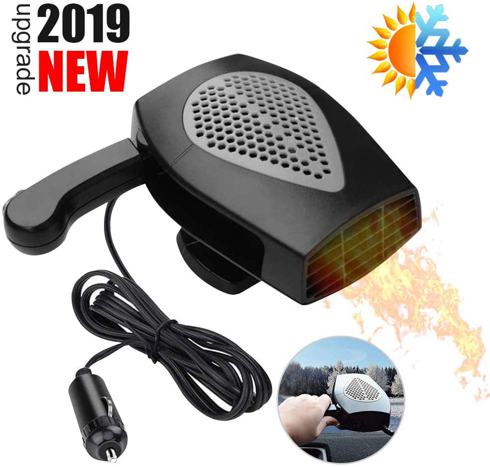 Roebii Car Heater Car Defogger Auto Heater Fan Fast Heating Quickly Defrosts Defogger Windshield Defroster 360 Degree Whirling 12V 150W Auto Ceramic Heater Fan 3-Outlet Plug In Cig Lighter 