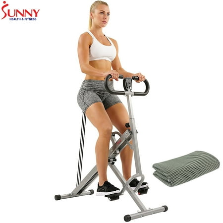 Sunny Health and Fitness Upright Squat Assist Row-N-Ride Trainer w/ Workout Cooling Towel