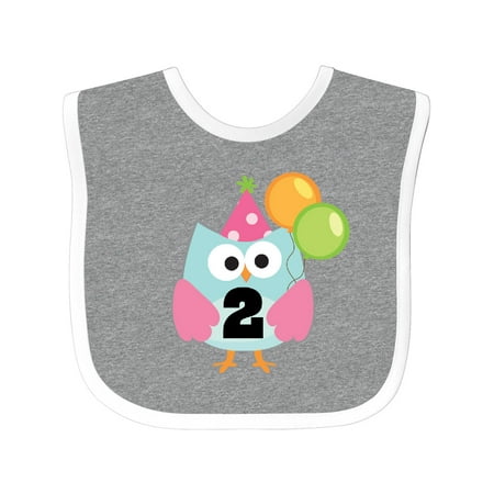 

Inktastic 2nd Birthday Party Cute Owl Balloons Gift Baby Boy or Baby Girl Bib