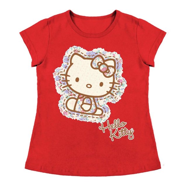 Playera Para Niña Sanrio Hello Kitty Cuello Redondo Manga Corta Talla 6 Rojo
