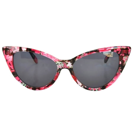 OWL - Retro Women's Cat Eye Vintage Sunglasses UV Protection Flower Red ...