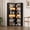Black, variant on DreamCurship 71” Tall Corner Bookshelf, 6 Tier L-Shaped Large Display Bookcase with LED Light, Industrial Corner Etagere Bookcase Storage Display Rack for Living Room Home Office, Rustic Brown, Black