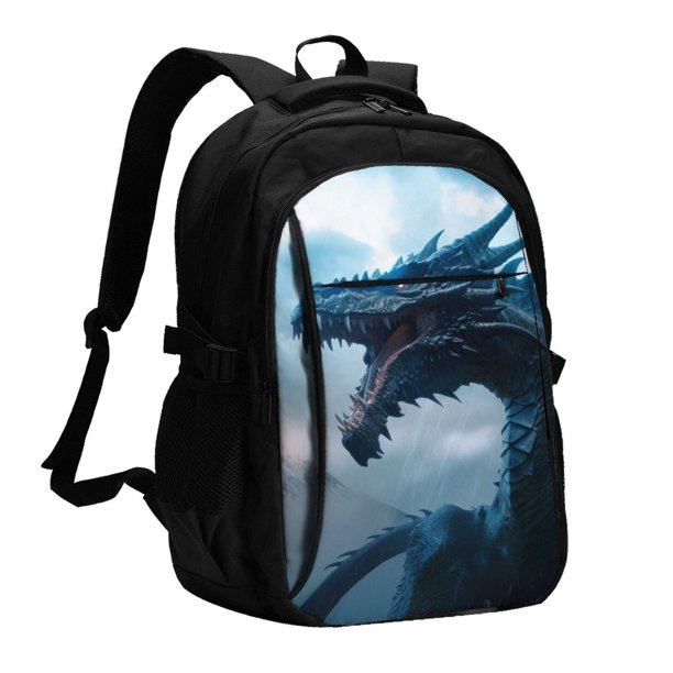 Balery Blue Thunder Storm Dragon Mochila con carga USB para hombre y mujer - Mochila impermeable y antirrobo para laptop con puerto USB para viajes, trabajo