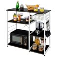 thumbnail image 2 of Spaco Industrial Kitchen Baker's Rack Microwave Shelf with 6 Hooks-Dark Brown, Kitchen Storage Shelf for Spices, Pots, and Pans, 2 of 8