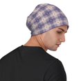 thumbnail image 4 of Gaeub Purple Floral Gingham Check Plaid Print Beanie Hats for Men Women,Winter Caps,Knit Cuffed Beanie,Cuffed Cap,Great for Winter Activities, 4 of 7