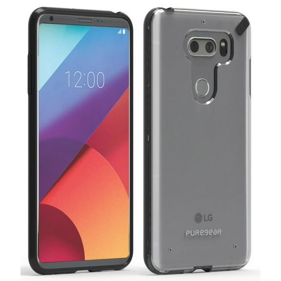 PureGear [Black/Clear] SlimShell Hard Transparent Case Cover for LG V30/V30 Plus/V30 /V30s/V35 ThinQ