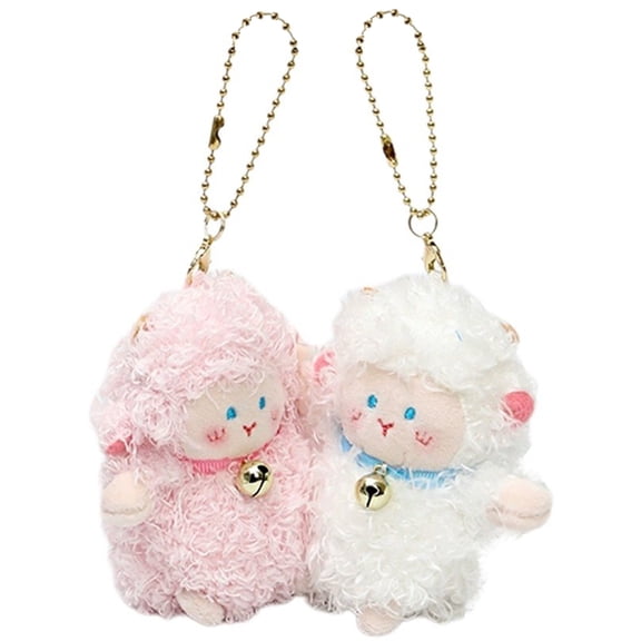 Jiibva Plush Keychain, 2pcs/set Magnetic Little Lamb Keychain Korean Style illustrated Couple Pendants Cute Animal Keyring Bag Charms Car Key Accessories For Women