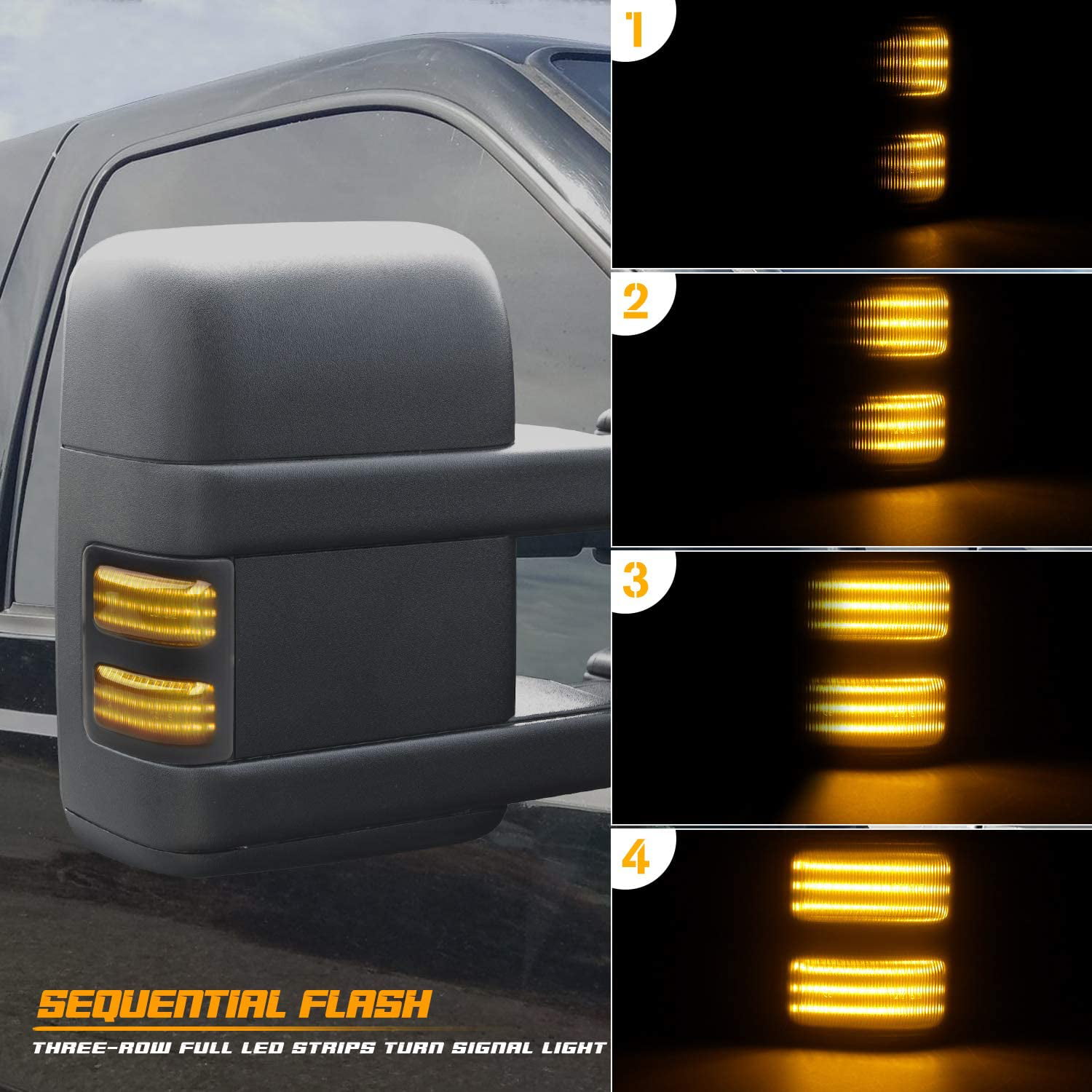 White Running Lights Amber Turn Signal Lights LED Side Mirror Marker Lights Dynamic Switchback Indicator Lamps Compatible with 2008-2016 Ford F250 F350 F450 F550 Super Duty 