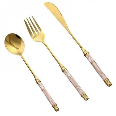 

Pretty Comy 3Pcs/Set Stainless Steel Cutlery Flatware Cutlery Set Table Knife Fork Spoon Home Kitchen Restaurant Tableware