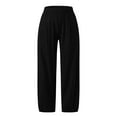 thumbnail image 4 of Qeaghou Women Cropped Pants Summer Casual Wide Leg Cotton Linen Capri Pants Elastic High Waist Capris Trouser Pants S-4xl, 4 of 7