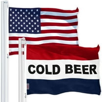 G128 Combo Flag Pack: USA American Flag 3x5 ft 150D Printed Stars & Cold Beer Flag 3x5 ft 150D Printed