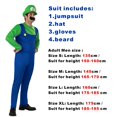 thumbnail image 1 of Disfraz de Super Mari Bros. para Halloween, carnaval, Luigi, para hombre y mujer, mono elegante con sombrero, bigote y guantes., 1 of 6