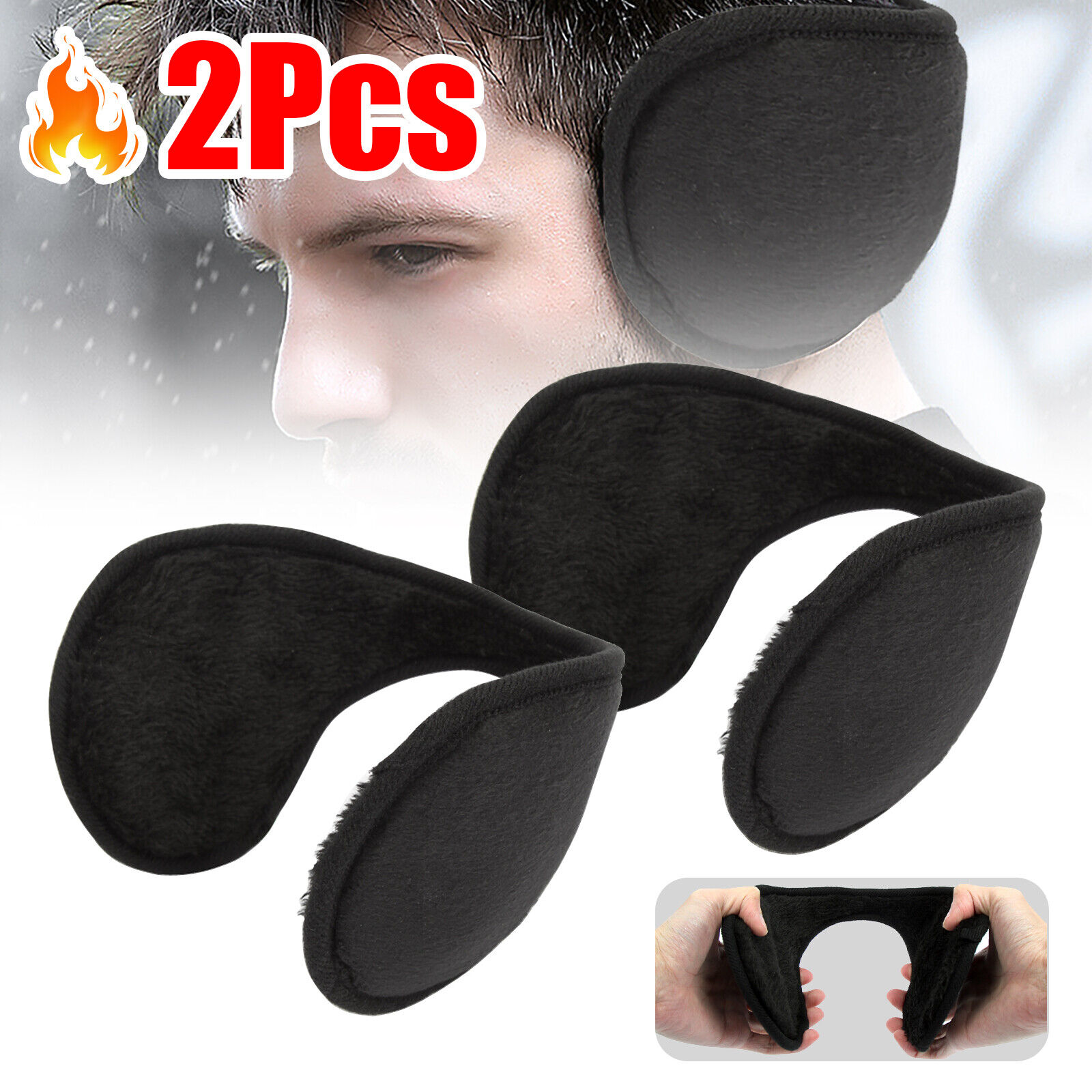 2 Pcs Ear Muffs Winter Ear warmers Fleece Earwarmer Mens Womens Behind