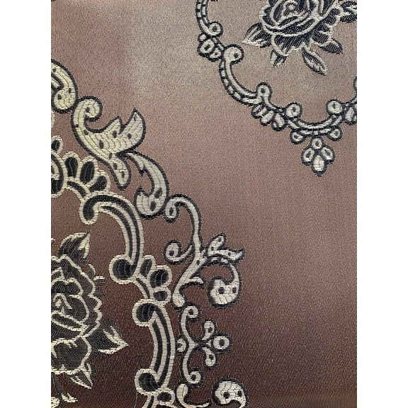 Rod Pocket Jacquard Window 84 Inch Length Curtain Drape Panels w/attached Valance + Sheer Backing + 2 Tassels - 84" Floral Curtain Drape set for Living dining rooms - Heavy Quality - Chocolate/Coffee