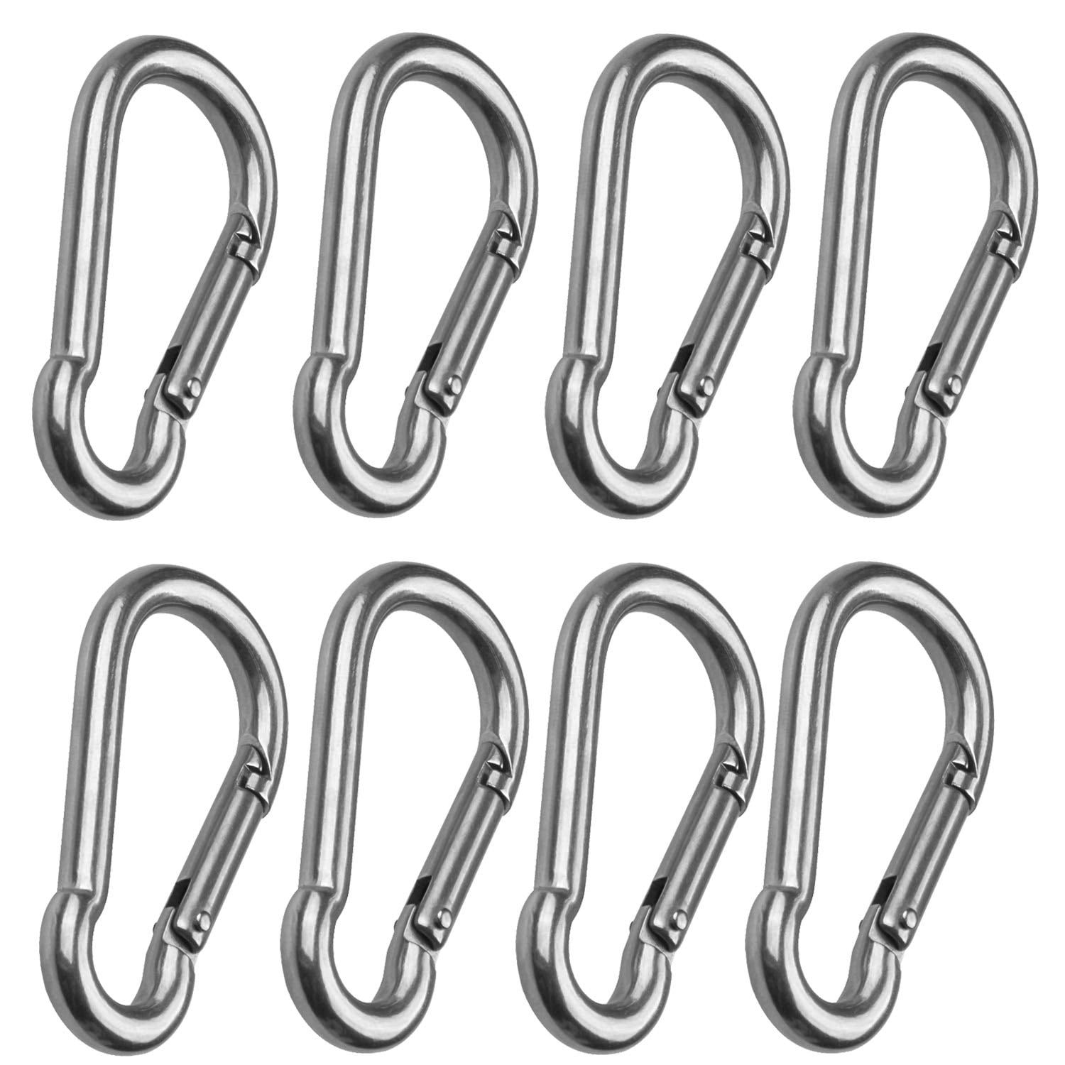 8 Pack 3 Inch Spring Snap Hook Stainless Steel 304 Carabiner Clips