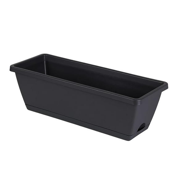 Herrnalise 17 Inches Flower Window Box Plastic Vegetable Planters with Trays Vegetables Growing Container Garden Flower Plant Pot for Balcony, Window Sill, Patio, Garden