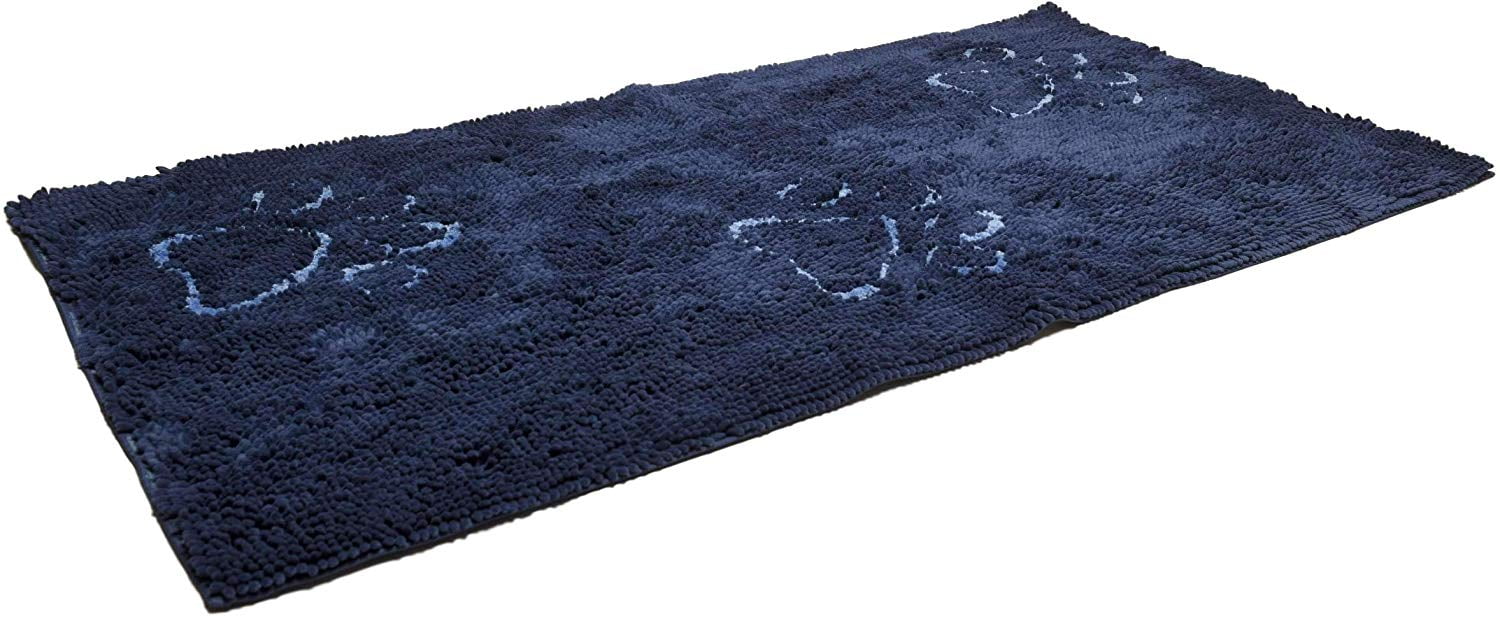 Dirty Dog Doormat RUNNER, Bermuda Blue w/Light Blue Paw Print Walmart