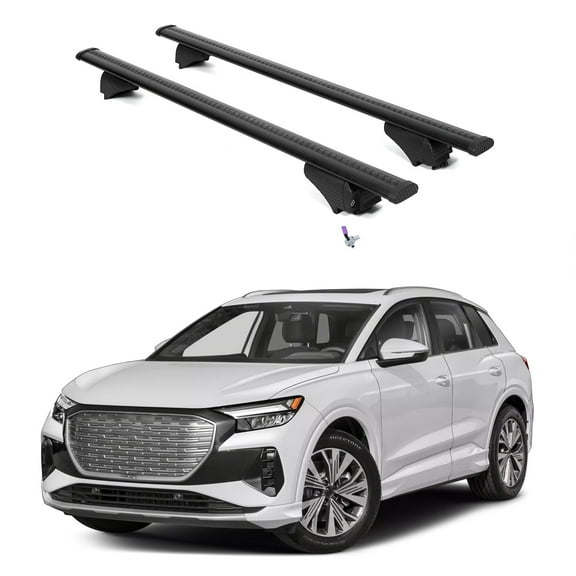 ERKUL Roof Rack Cross Bars for Audi Q4 e-tron 2022-2025 | Aluminum Crossbars with Anti Theft Lock for Rooftop | Compatible with Flush Rails - Black