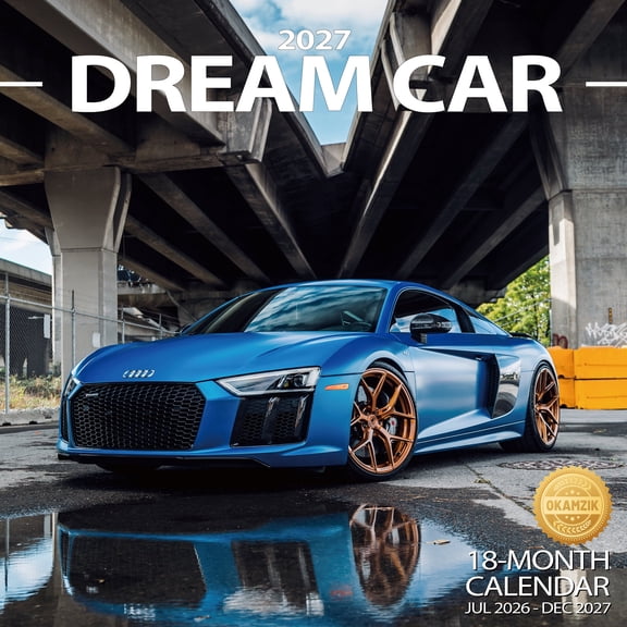 Wall Calendar 2027 Planner Calendar - Dream car Hangable Monthly Wall Calendar with Large Blocks for Organizing & Planning, Academic Schedule, Home, Office & family, Thick & Sturdy Paper
