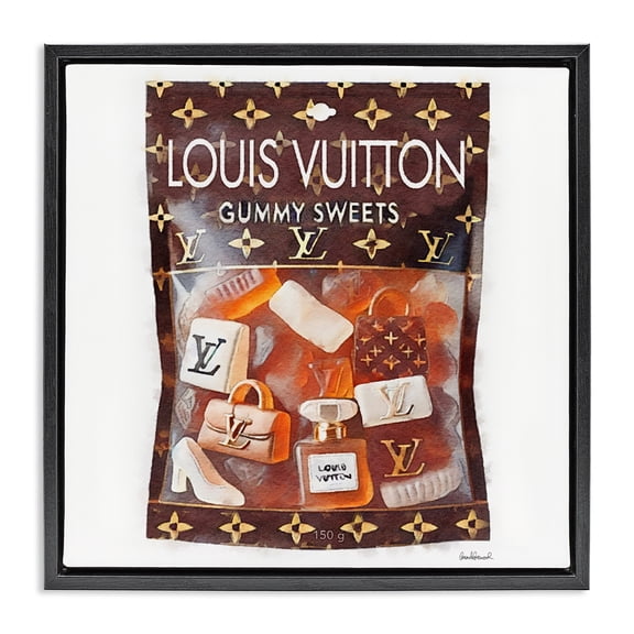 Stupell Industries Glam Gummy Sweets Fashion Painting Black Floater Framed Canvas Art Print Wall Art, 18 x 18