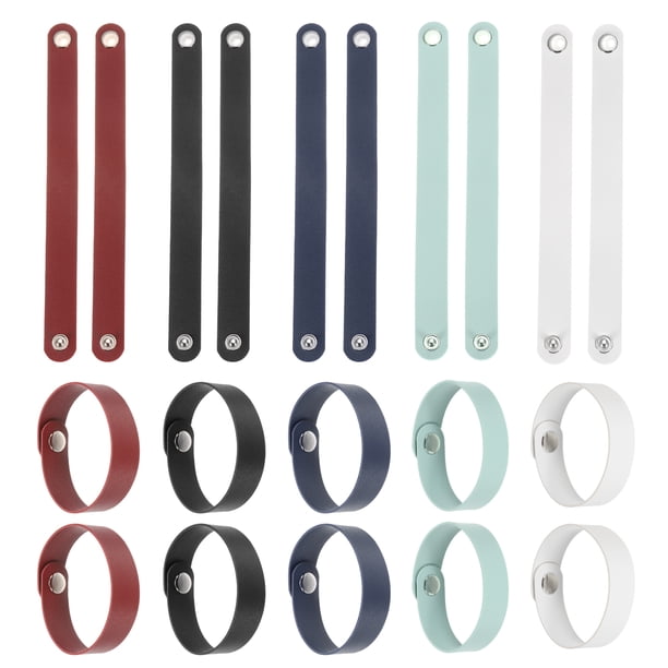 Uxcell 20 Pcs Pulseras de Cuero Planas Pulseras de Botón Ajustables Cuffs de Muñeca en Blanco DIY Pulseras para Hombres Mujeres Fabricación de Joyería (Colores Mixtos, 9.1"x0.8")