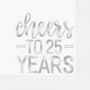 25th Anniversary Cheers to 25 Years Lunch Napkins 6.5", 16 Ct.