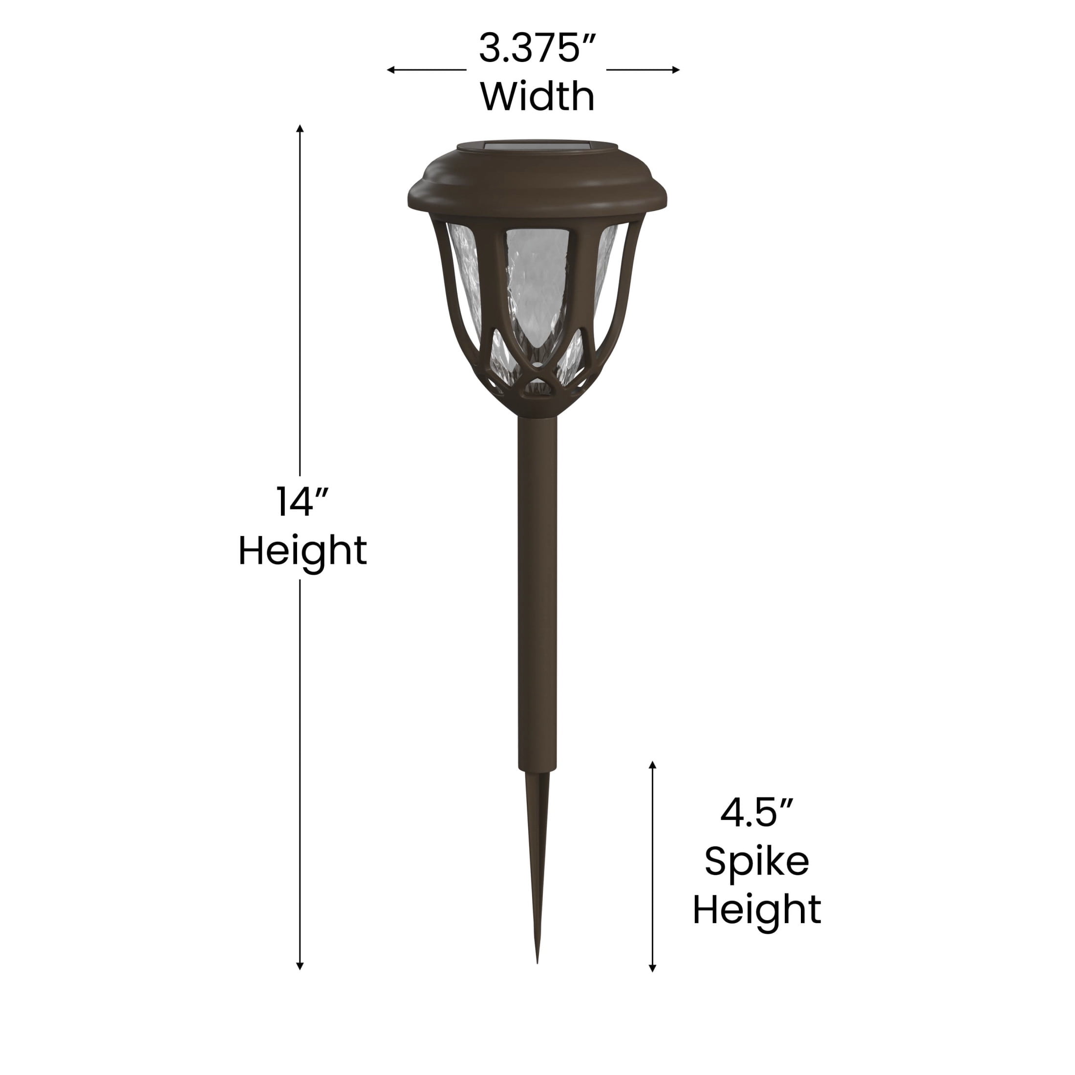Emma + Oliver Set of 8 Brown Flared Solar LED Lights, Decorative Solar Powered Landscape Lighting for Pathway, Garden, Patio, Driveway and Yard