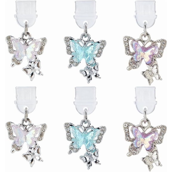 6Pcs USB C Dust Plug Butterfly Charm Dust Plug Type-C Dust Plug Phone Anti-Dust Plugs Plastic USB C Cover Cap Mobile Dustproof Plugs with Alloy Resin Pendants for Charging Port Protector Colorful DIY