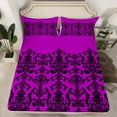 thumbnail image 2 of Manfei Retro bohemian Flowers Bed Sheets,Rustic Victorian Floral King Sheets,Black Purple Damask Sheet Set For Girls Boys,Super Cozy Room Decor,4-Piece, 2 of 7