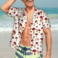 thumbnail image 5 of Lsque Red Mushroom pattern Hawaiian Shirt for Men, Unisex Summer Beach Casual Short Sleeve Button Down Shirts-3X-Large, 5 of 9