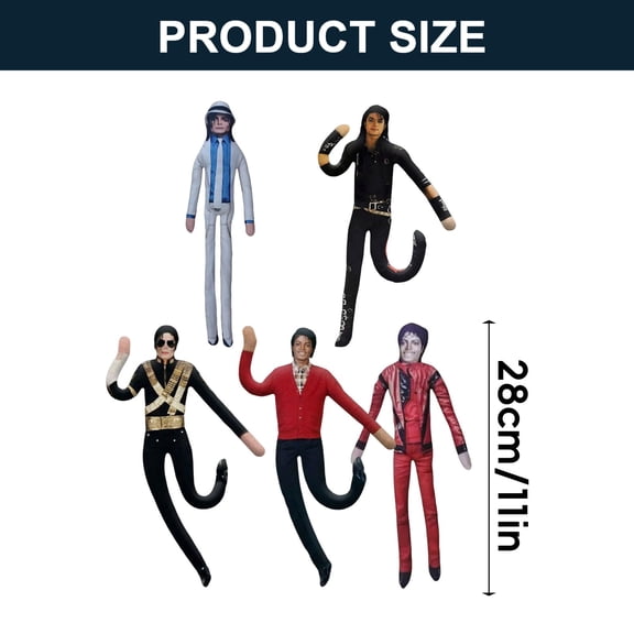 Set of 5 Michael 11" Bendable Plush Figure, Poseable Stuffed Doll Gift for M-J Fans