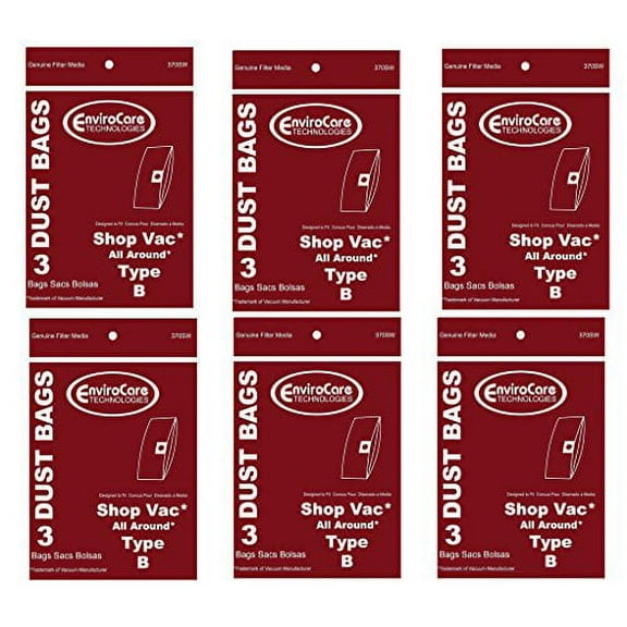 18 ShopVac Type B 2-Gallon Wet/Dry  Shop Vac Vacuum Bags 906-68-00