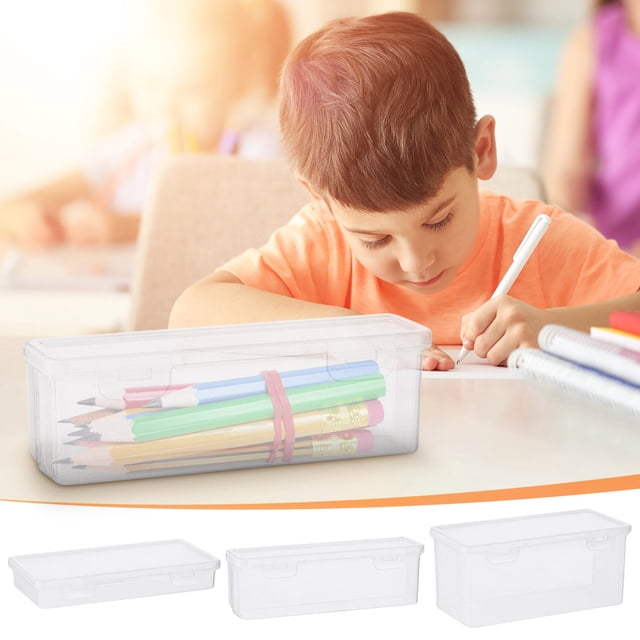 Organizador de estuche transparente de gran capacidad - Caja de plástico para rotuladores, lápices de colores, pinceles, material de papelería - Opciones de 3 tamaños