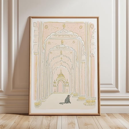 Udaipur Palace Poster, Indian Archway Wall Art, Monkey Corridor Print, Collection , Decor, Modern Poster, Artistic Home Accent For Moderns Bedroom Office Studio, Unframed 8X10