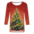 thumbnail image 4 of Fiaer Women T Shirts Shine Christmas Tree Trendy Tshirts 3/4 Sleeve Crew Neck Oversized Loose Fit Xmas Tops Red M, 4 of 4