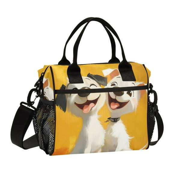 Ckdifva Happy Dogs Cooler Bag Cooler Cooling Tote Lunch Bag Lunch Box Front Pocket with Shoulder Strap