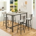 thumbnail image 2 of 5 Pieces Bar Table Set, Industrial Style Dining Table Set with 4 PU Upholstered Stools, Counter Height Dining Table and Chairs Set, Metal Frame and Wood Top Table Kitchen Furniture Set for Dining Room, 2 of 9