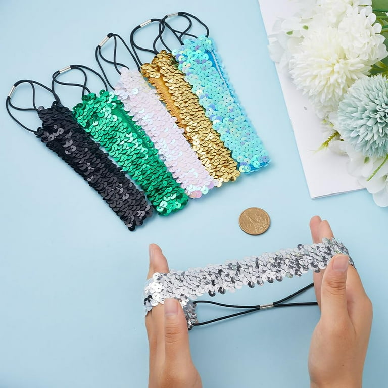 10Pcs 10 Colors Sequin Headbands Elastic Stretch Adjustable  display picture 3