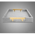 thumbnail image 5 of Home Redefined Rectangle Decorative Serving Tray Glossy Shagreen Faux Leather Gold Polished Metal Handles Grey 17.5"x12", 5 of 7