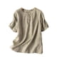 thumbnail image 2 of TaTaai Linen Embroidered Three-quarter Sleeve Top Vintage Loose-fitting Embroidered Round-neck T-shirt For Women Three-quarter Sleeve Round-neck Top/shirt Gift, 2 of 3