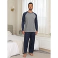thumbnail image 3 of GIRUNS Men's Pajamas Set Long Sleeve Sleepwear Soft Loungewear Pants Pjs Sets with Pockets Navy Blue L, 3 of 7