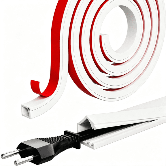 GJX 78" Cord Hider for 1 Cable,Self-Adhesive Cord Covers for Wires on Wall,Silicone Wire Cover for Wall Mounted Tv,Small Cable Concealer for Home &Amp; Office,White