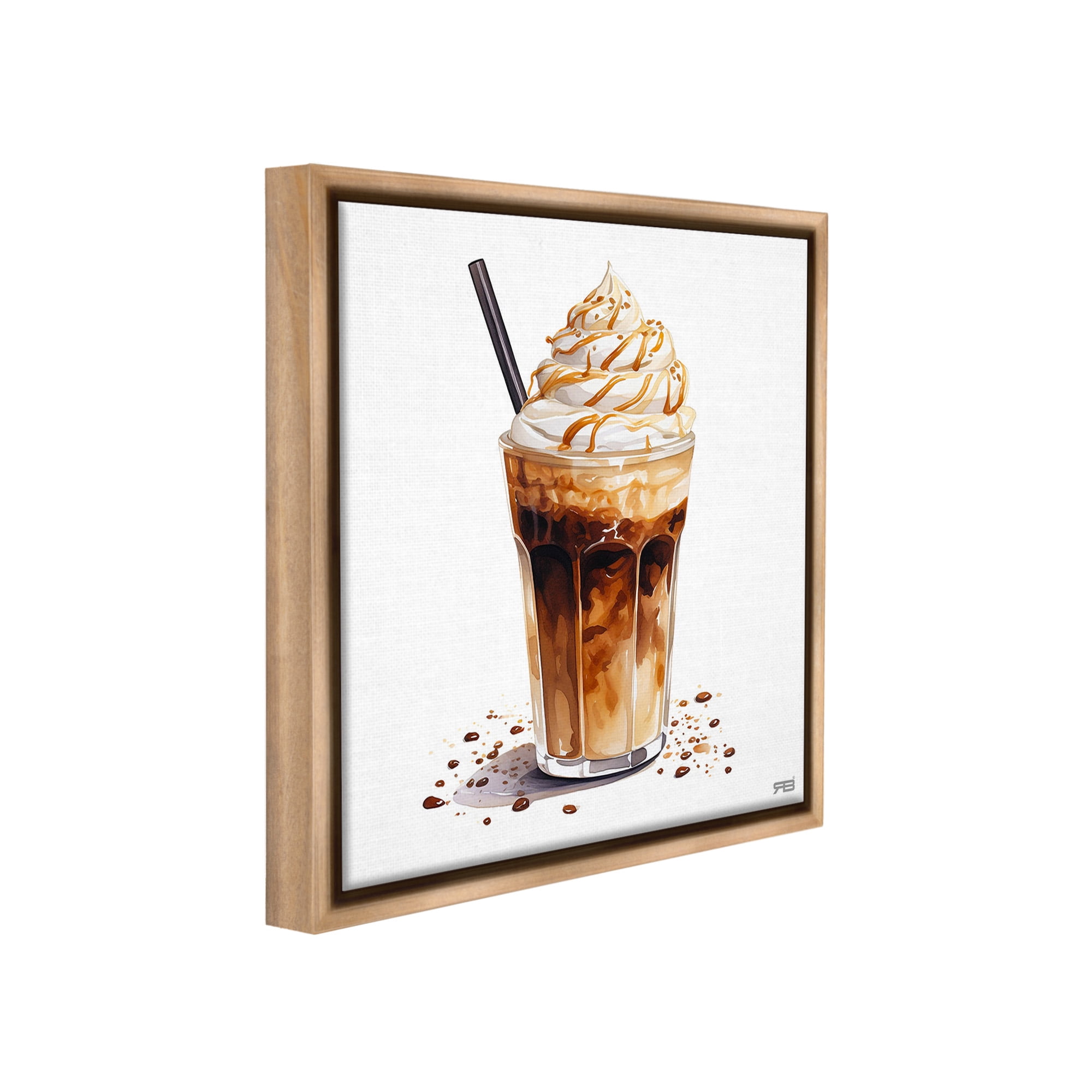 Stupell Industries Coffee Dessert Drink Food & Beverage Painting Brown Floater Framed Canvas Art Print Wall Art, 18 x 18