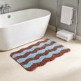 thumbnail image 5 of Wave Pattern Bath Mat, Soft Absorbent Bathroom Rug, Non Slip Shower Mat, Quick Drying Floor Mat, Modern Bath Decor, 15.7" x 23.6", Purple, Lazyguy, 5 of 7