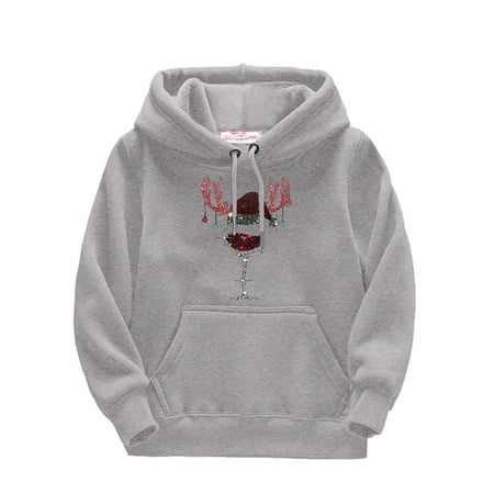 

Tosmy Toddler Kids Girls Boys Sweatshirts Christmas Red Glass Print Drawstring Pullover Hooded Comfortable Tops Loose Long Sleeve With Pocket Sweatshirt Baby Clothes