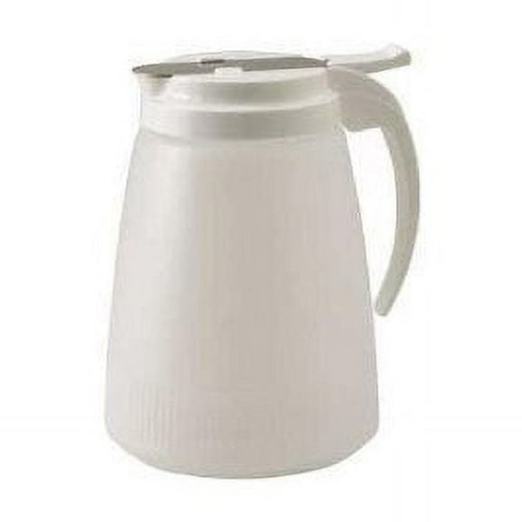 Winco PSUD-32, 32-Ounce Plastic Lid and Stainless Steel Slide Cover Syrup Dispenser, White